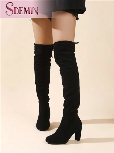 Schwarze Overknee-Stiletto-Stiefel